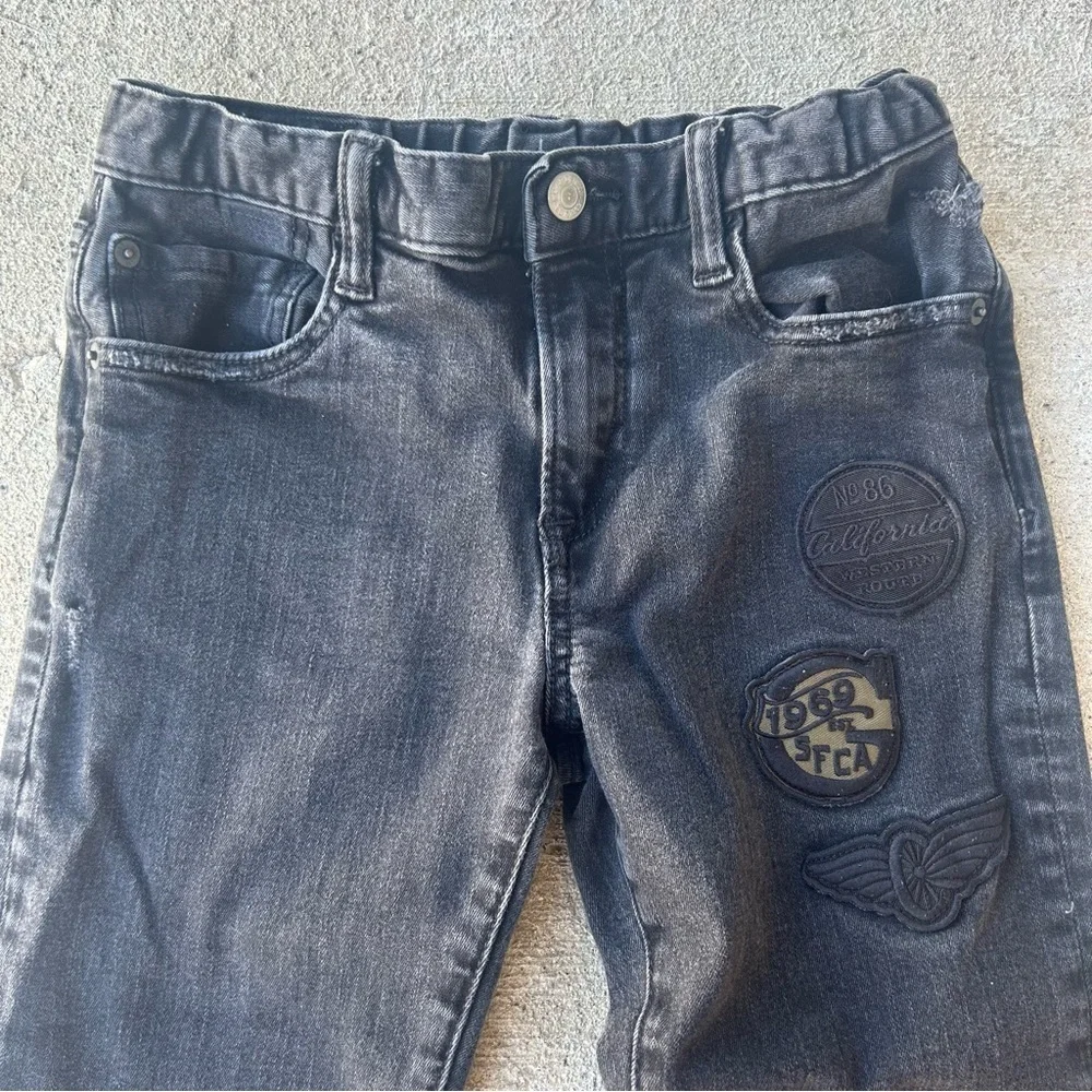 GapKids 1969 Black Slim Jeans Youth Size 12 Regular Adjustable Waist Patches